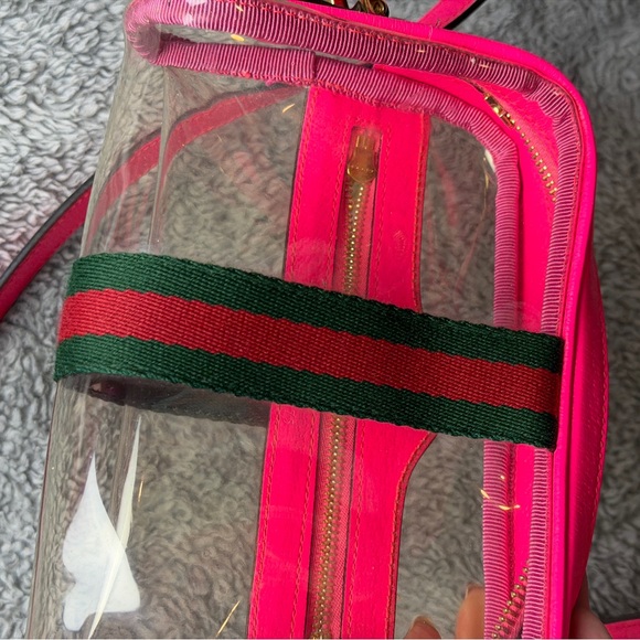 Authentic Gucci Ophidia Mini Transparent Crossbody Bag in Fluorescent Pink - Picture 13 of 15